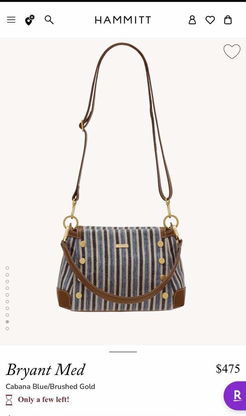 Hammitt Bryant Med Cabana Blue/Brushed Gold Satchel Crossbody Handbag